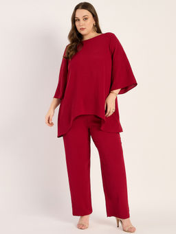 Femmella - Maroon Tunic and Pants Co-Ord (Set of 2)