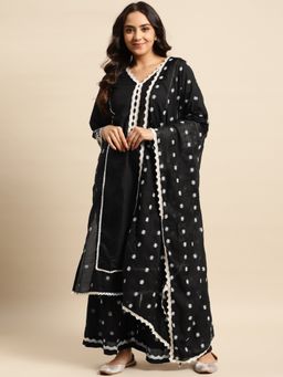 Zuri - Black Embroidered Premium Cotton Dupatta