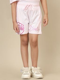 Kidsville - Girls Pink Official Barbie Printed Regular Fit Shorts