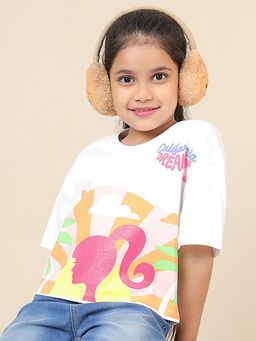 Kidsville - Girls White Official Barbie Graphic Boxy Fit T-Shirt