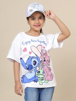 Kidsville - Official Lilo & Stitch Printed Oversized T-shirt For Girls