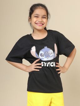 Kidsville - Official Lilo & Stitch Printed Oversized T-shirt For Girls