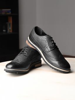 Louis Stitch - Black Men Leather Casual Brogue Shoes
