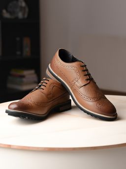 Louis Stitch - Tan Men Leather Casual Brogue Shoes