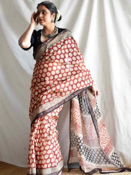 Sundarii - Monroe - Dabu Kota Doria Saree without Blouse