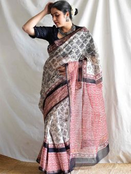 Sundarii - Victoria - Dabu Kota Doria Saree without Blouse