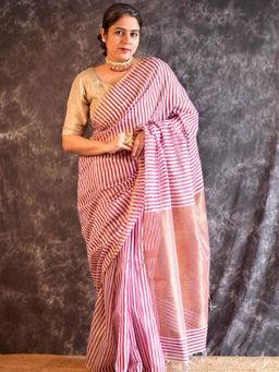 Sundarii - Rekhaye - Maheshwari Handloom Silk Saree without Blouse