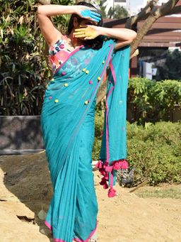 Sundarii - Gulal - Mul Cotton Saree without Blouse