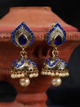 Anika's Creations - Traditional Partywear Blue Jhumki Earrings