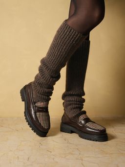 Theater - Ribbed Brown Leg Warmers