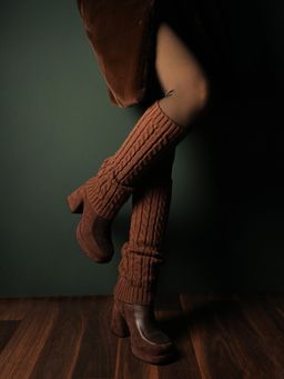 Theater - Brown Cable Knit Leg Warmers