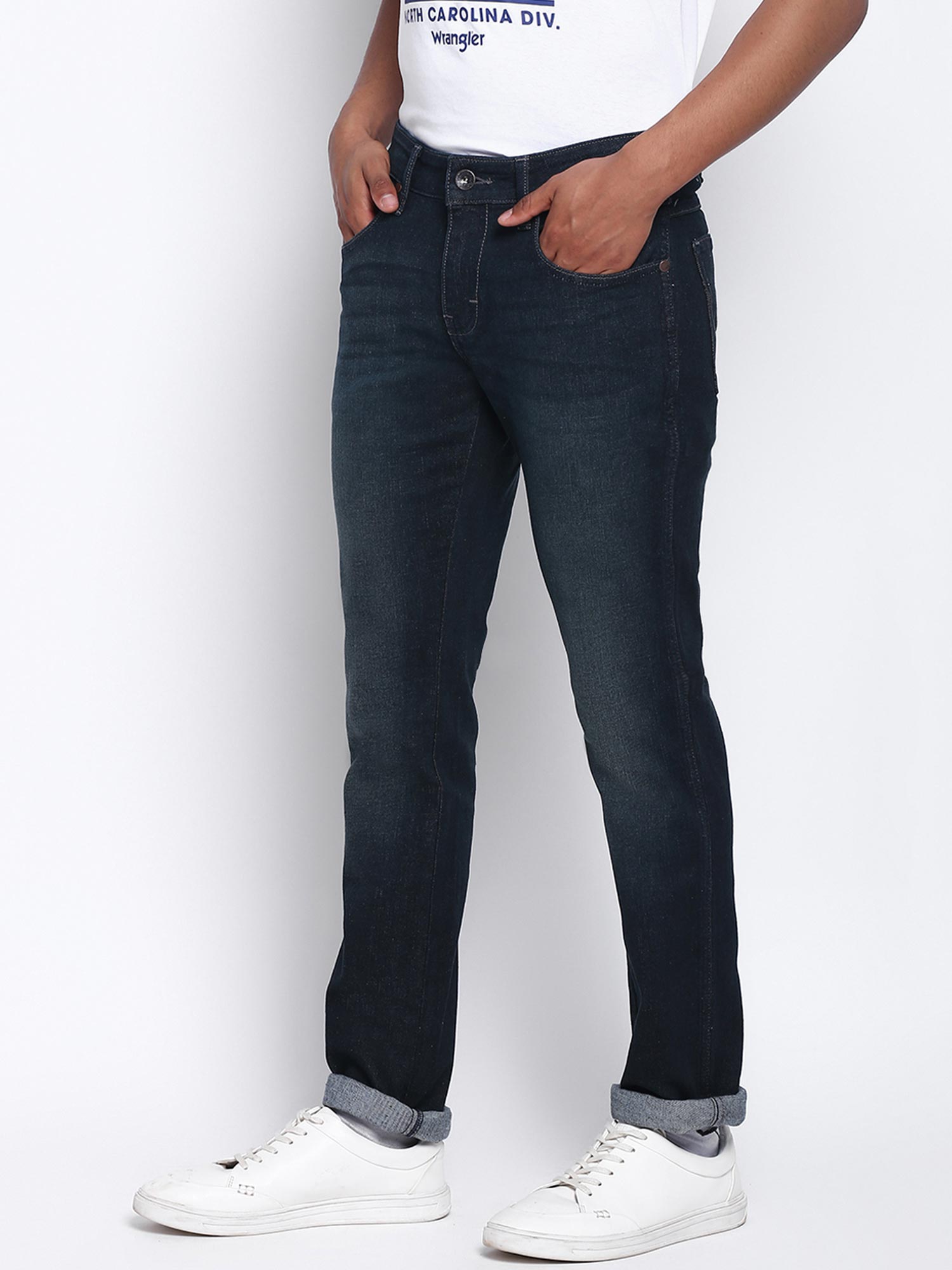 Buy Wrangler Skanders Navy Blue Slim 