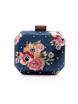 sugarcrush - Embroidered Navy Blue & Multi-Color Clutch