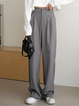 KOTTY - Womens High Rise Viscose Rayon Relaxed Fit Korean Trousers