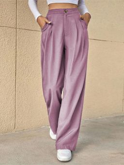 KOTTY - Womens High Rise Viscose Rayon Relaxed Fit Trousers