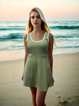 AAREIN - Green Solid Swimming Dress