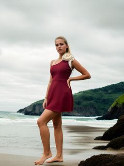 AAREIN - Maroon White Flower Patched Swimsuit