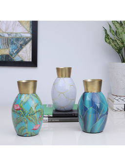 HomeTown - Allure Iron Enamel Print Vases Multi-Color (Set of 3)