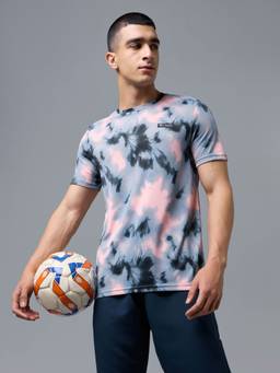 Technosport - Men's Abstract Print Slim Fit Round Neck Sports Multicolor T-Shirt