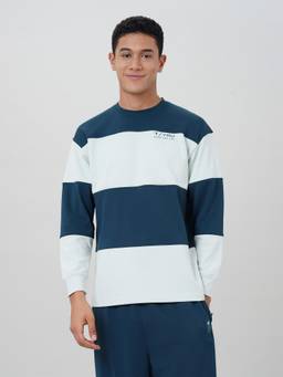 Technosport - Men's Colourblock Round Neck Oversized Fit Full Sleeve Multicolor T-Shirt