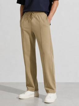 Styli - Men Front Pintuck Relaxed Fit Open Hem Trackpant