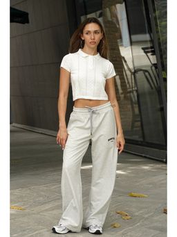 Bonkers Corner - Women Cloud Grey Wide-Leg Track Pant
