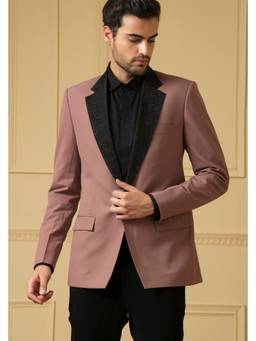 HILO DESIGN - Fasinante Mauve Embroidered Blazer