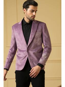 HILO DESIGN - Savvy Purple Embroidered Blazer