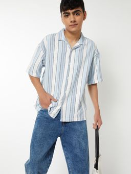 max - Boys Striped Oversized Resort Shirt