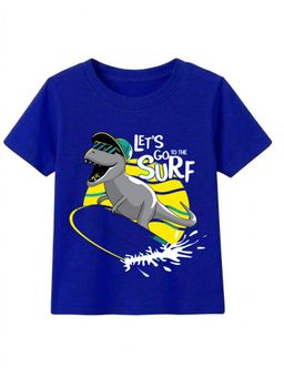 KAVEE - Cotton Knit Half Sleeves Dinosaur Graphic T-shirt - Royal Blue