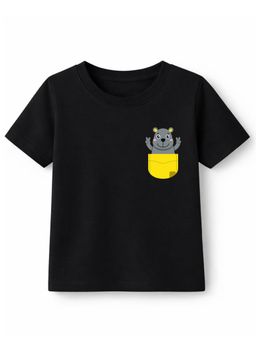 KAVEE - Cotton Knit Half Sleeves Animal Printed T-shirt - Black