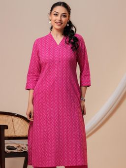ARAMYA - Women Pink Printed Kurta