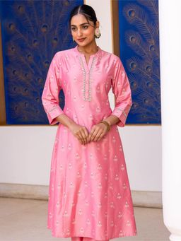 ARAMYA - Women Pink Floral Printed Kurta