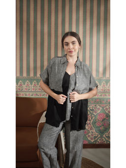 FABULOUS - Women Grey Pure Linen Shirt