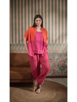 FABULOUS - Women Orange Pure Linen Shirt