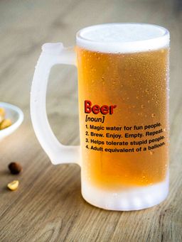 Indigifts - Printed Beer Glass Mug Chilled Beer, Chilled Life Quotes Printed Beer Mug