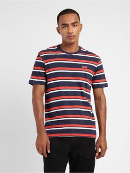 Levi's - Men's Navy Blue Striped Crew Neck T-Shirt