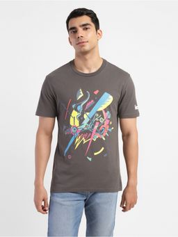 Levi's - Men's Grey Graphic Print Round Neck T-Shirt