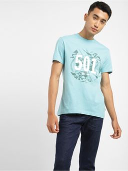 Levi's - Men's Blue Graphic Print Round Neck T-Shirt