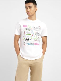 Levi's - Men's White Graphic Printed Crew Neck T-Shirt