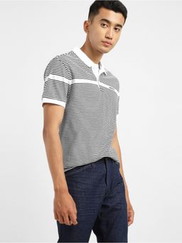 Levi's - Men's White Striped Polo Collar T-Shirt