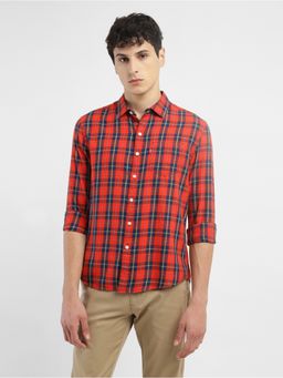 Levi's - Men's Orange Plaid Slim Fit Shirt