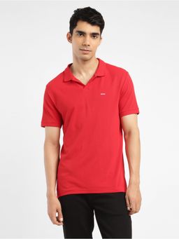 Levi's - Men's Red Solid Collar Neck Polo T-Shirt