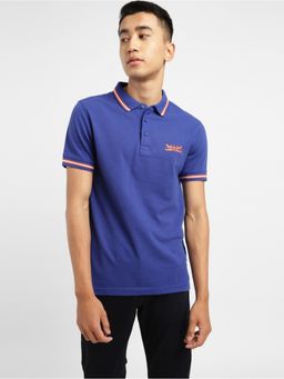 Levi's - Men's Blue Brand Logo Polo Collar T-Shirt