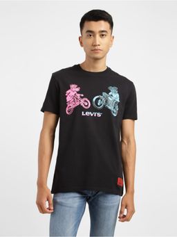 Levi's - Men's Black Moto Graphic Print Crew Neck T-Shirt
