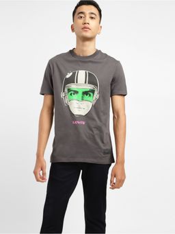 Levi's - Men's Grey Graphic Print Round Neck T-Shirt