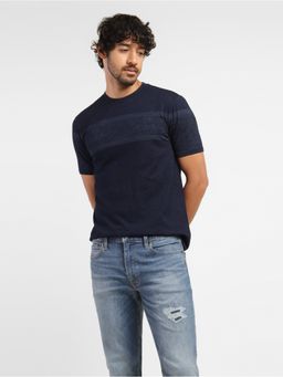 Levi's - Men's Navy Blue Self Design Crew Neck T-Shirt