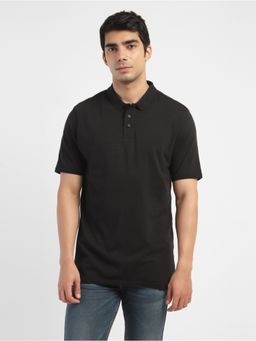 Levi's - Men's Black Solid Polo Collar T-Shirt