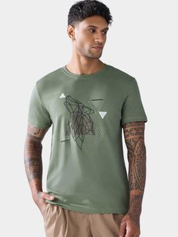 Bewakoof - Party Animal by Bewakoof Men's Olive Green Low Key Wild Graphic Printed T-shirt