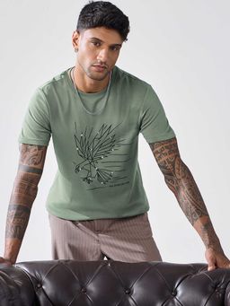 Bewakoof - Party Animal by Bewakoof Men's Olive Green Eagle Graphic Printed T-shirt